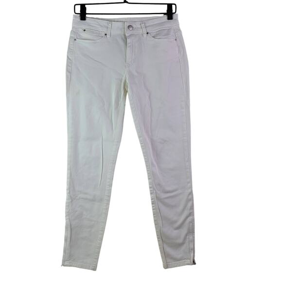 NEW Club Monaco Womens Kera White Cropped Slim Skinny Pants Zip Ankle Sz 4 - Picture 1 of 8